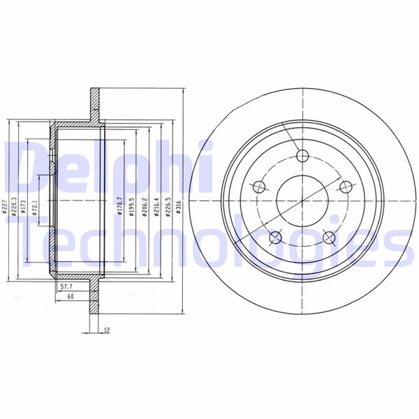 DELPHI BG4157 Fren Sistemleri Fren Diski - JEEP WRANGLER III (JK) uyumlu