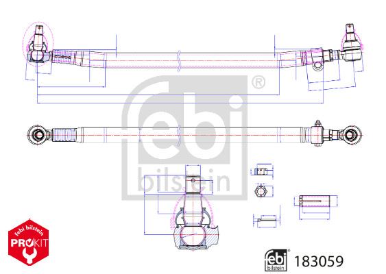 FEBI BILSTEIN 183059 Direksiyon Sistemi Kısa Rot & İtici Çubuk - VOLVO FH16 II uyumlu