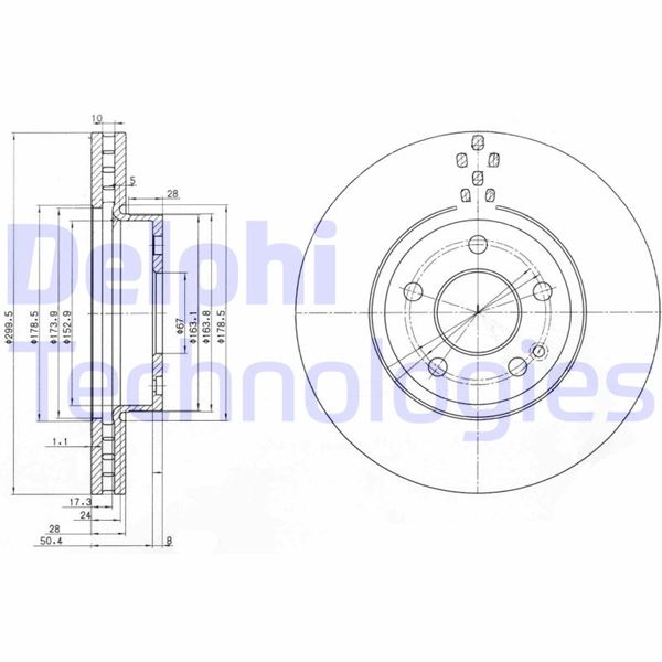 DELPHI BG3838 Fren Sistemleri Fren Diski - MERCEDES-BENZ VITO / MIXTO Panelvan/Van (W639) uyumlu