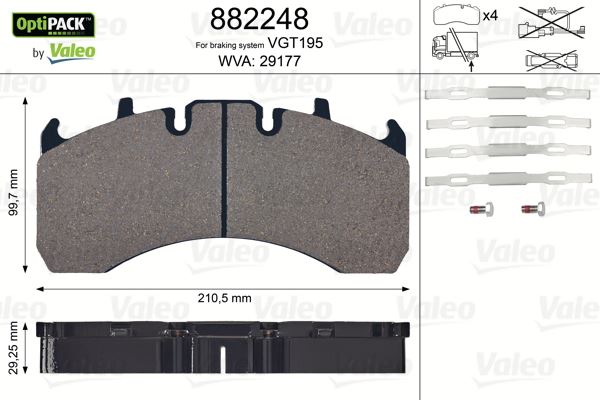VALEO 882248 Fren Sistemleri Fren Balatası - VOLVO FH12 uyumlu