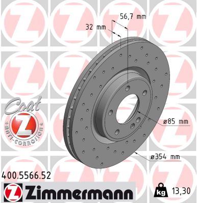 ZIMMERMANN 400.5566.52 Fren Sistemleri Fren Diski - MERCEDES-BENZ G-SERISI (W463) uyumlu