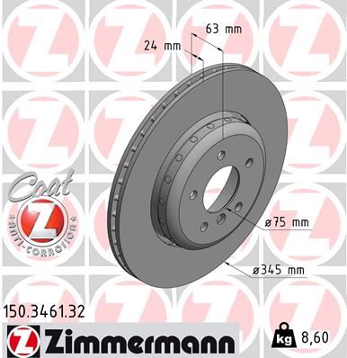 ZIMMERMANN 150.3461.32 Fren Sistemleri Fren Diski - BMW 5 (E60) uyumlu