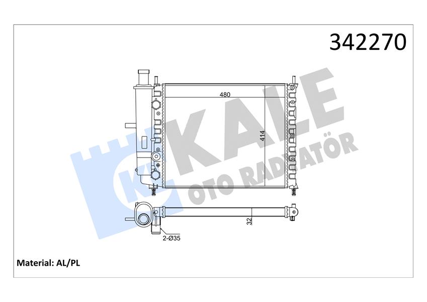 KALE OTO RADYATÖR 342270 Soğutma Sistemi Su Soğutucu & Parçaları - FIAT BRAVA (182_) uyumlu