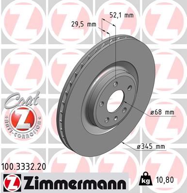 ZIMMERMANN 100.3332.20 Fren Sistemleri Fren Diski - AUDI Q5 (8RB) uyumlu