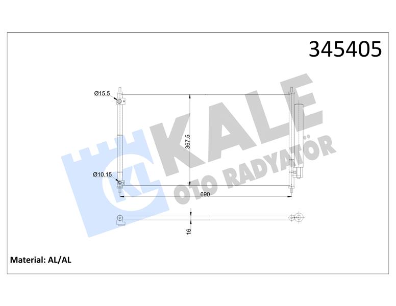 KALE OTO RADYATÖR 345405 İklimlendirme Sistemi Klima Radyatörü - HONDA ACCORD IX Sedan (CR) uyumlu