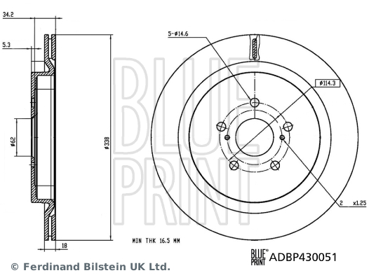 BLUE PRINT ADBP430051 Fren Sistemleri Fren Diski - LEXUS RX (_L2_) uyumlu