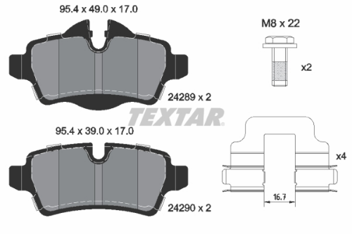 TEXTAR 2428901 Fren Sistemleri Fren Balatası - MINI MINI (R56) uyumlu