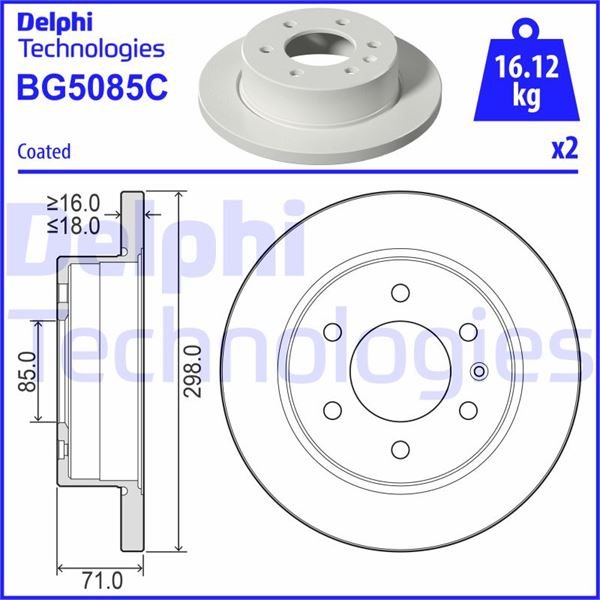 DELPHI BG5085C Fren Sistemleri Fren Diski - MERCEDES-BENZ SPRINTER 3-t Tourer Bus (B907) uyumlu