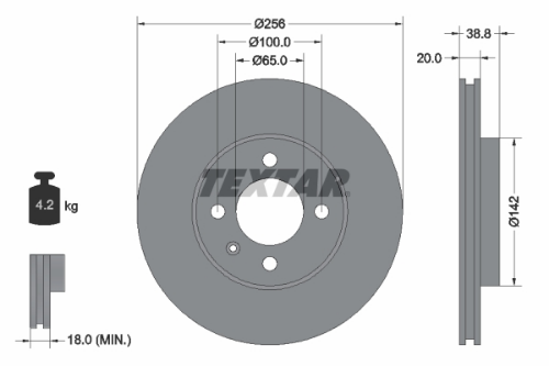 TEXTAR 92036803 Fren Sistemleri Fren Diski - VW GOLF II (19E, 1G1) uyumlu