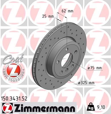 ZIMMERMANN 150.3431.52 Fren Sistemleri Fren Diski - BMW X3 (E83) uyumlu