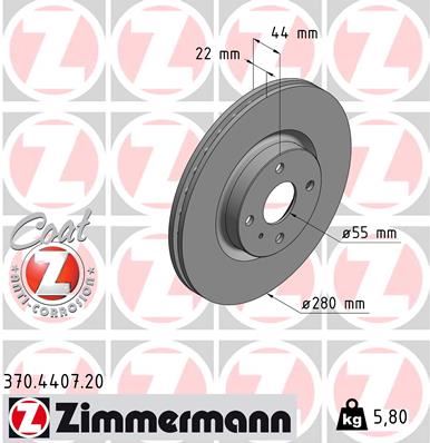 ZIMMERMANN 370.4407.20 Fren Sistemleri Fren Diski - MAZDA MX-5 IV (ND__) uyumlu