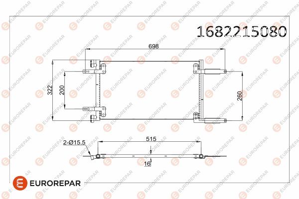 EUROREPAR 1682215080 İklimlendirme Sistemi Klima Radyatörü - FIAT DOBLO MPV (119_, 223_) uyumlu