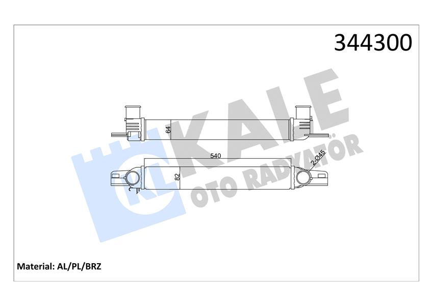 KALE OTO RADYATÖR 344300 Motor Turbo Radyatörü - PEUGEOT BIPPER (AA_) uyumlu