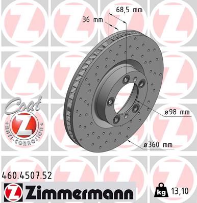 ZIMMERMANN 460.4507.52 Fren Sistemleri Fren Diski - PORSCHE PANAMERA (971) uyumlu