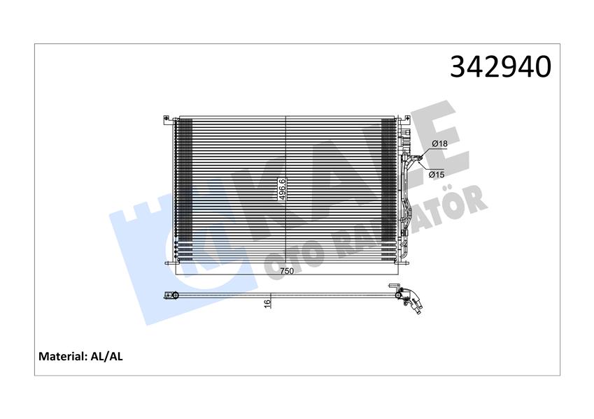 KALE OTO RADYATÖR 342940 İklimlendirme Sistemi Klima Radyatörü - AUDI A8 D3 (4E2, 4E8) uyumlu