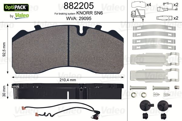 VALEO 882205 Fren Sistemleri Fren Balatası - MERCEDES-BENZ ATEGO 3 uyumlu