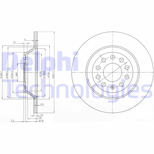 DELPHI BG3956C Fren Sistemleri Fren Diski - AUDI A6 C7 (4G2, 4GC) uyumlu