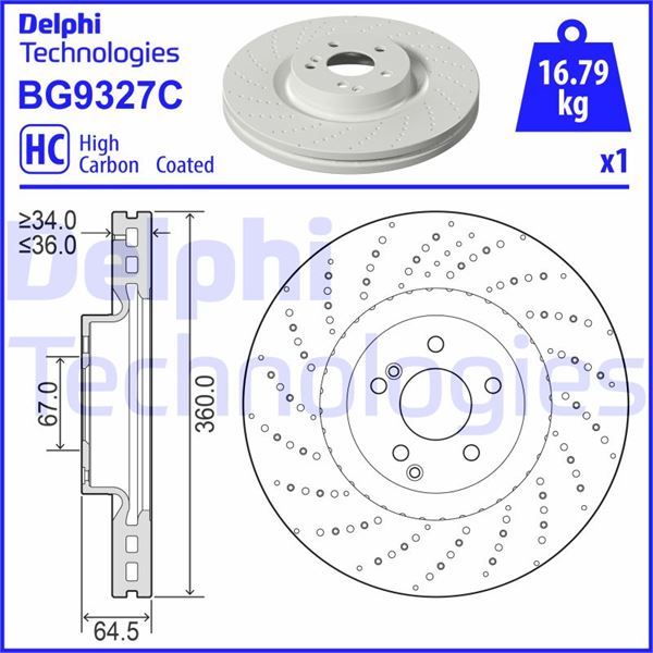 DELPHI BG9327C Fren Sistemleri Fren Diski - MERCEDES-BENZ C-SERISI Coupe (C204) uyumlu