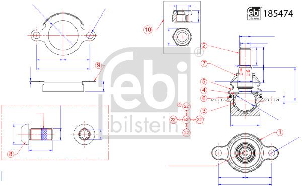 FEBI BILSTEIN 185474 Direksiyon Sistemi Mafsal - PEUGEOT 208 II (UB_, UP_, UW_, UJ_) uyumlu