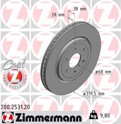 ZIMMERMANN 200.2531.20 Fren Sistemleri Fren Diski - NISSAN NAVARA NP300 (D40) uyumlu
