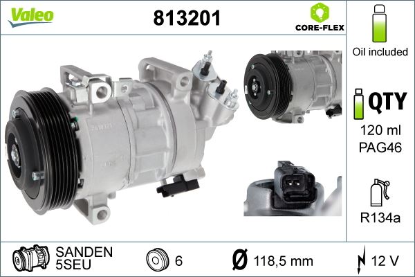 VALEO 813201 İklimlendirme Sistemi Kompresör Parçaları - CITROËN C4 II (NC_) uyumlu
