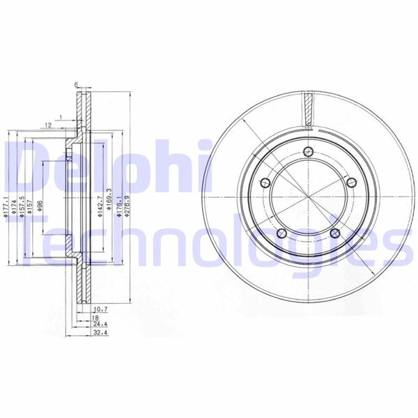 DELPHI BG2534 Fren Sistemleri Fren Diski - DAIHATSU WILDCAT/ROCKY (F70) uyumlu