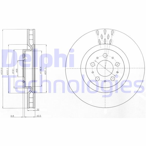 DELPHI BG4305C Fren Sistemleri Fren Diski - VOLVO V70 II (285) uyumlu