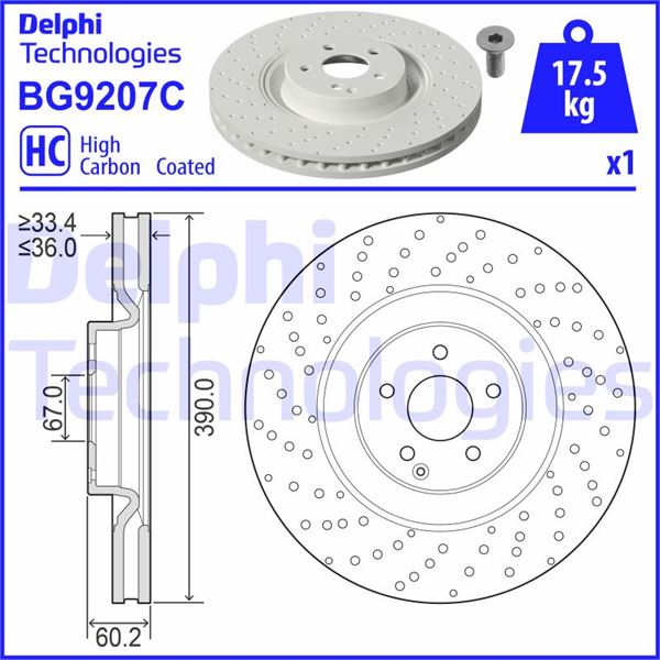 DELPHI BG9207C Fren Sistemleri Fren Diski - MERCEDES-BENZ S-SERISI (W221, V221) uyumlu