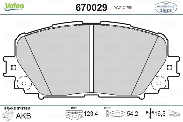 VALEO 670029 Fren Sistemleri Fren Balatası - TOYOTA YARIS (_P13_) uyumlu