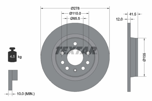 TEXTAR 92118503 Fren Sistemleri Fren Diski - SAAB 9-3 (YS3F, E79, D79, D75) uyumlu