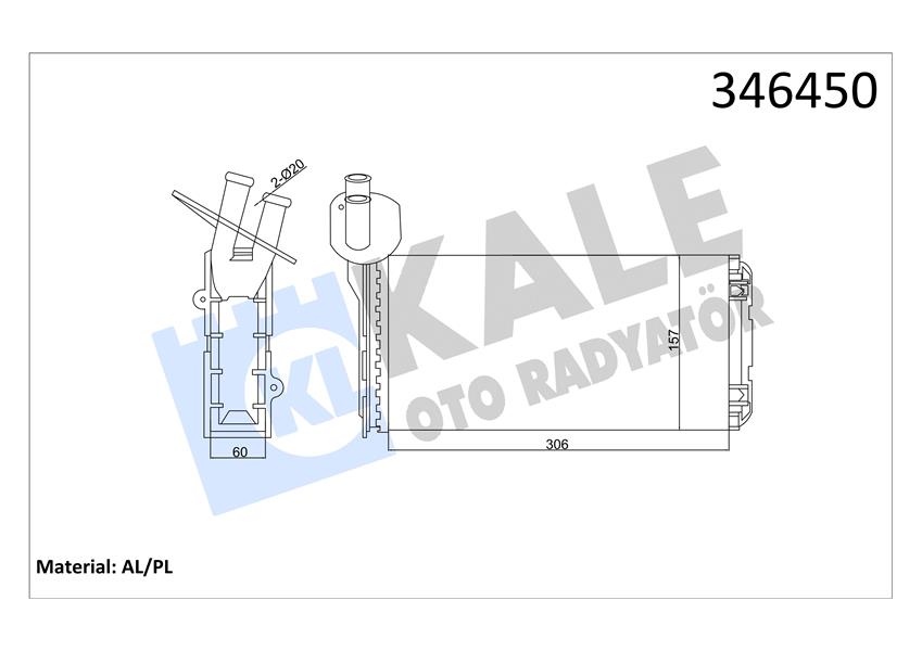 KALE OTO RADYATÖR 346450 İklimlendirme Sistemi İç Mekan Isı Değiştirici - VW TRANSPORTER T4 Minibüs/Otobüs (70B, 70C, 7DB, 7DK, 70J, 70K, uyumlu