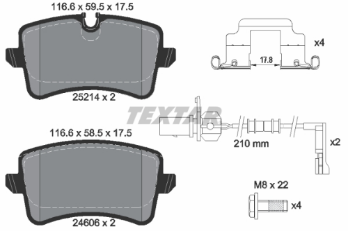 TEXTAR 2521402 Fren Sistemleri Fren Balatası - AUDI A7 Sportback (4GA, 4GF) uyumlu