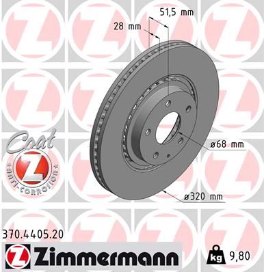 ZIMMERMANN 370.4405.20 Fren Sistemleri Fren Diski - MAZDA CX-5 (KF) uyumlu