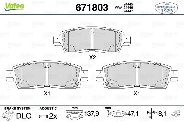 VALEO 671803 Fren Sistemleri Fren Balatası - CHEVROLET TRAILBLAZER (KC_) uyumlu