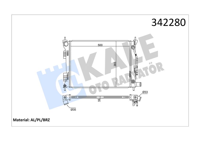 KALE OTO RADYATÖR 342280 Soğutma Sistemi Su Soğutucu & Parçaları - KIA RIO III (UB) uyumlu