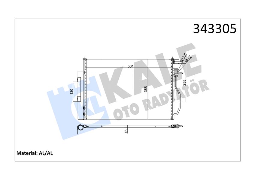 KALE OTO RADYATÖR 343305 İklimlendirme Sistemi Klima Radyatörü - CHEVROLET AVEO Hatchback (T300) uyumlu