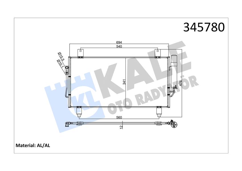 KALE OTO RADYATÖR 345780 İklimlendirme Sistemi Klima Radyatörü - MITSUBISHI OUTLANDER III (GG_W, GF_W, ZJ, ZL, ZK) uyumlu