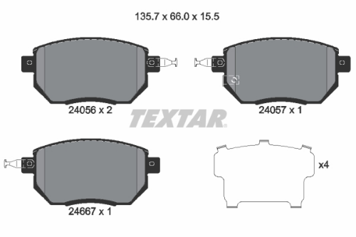 TEXTAR 2405601 Fren Sistemleri Fren Balatası - NISSAN MURANO II (Z51) uyumlu