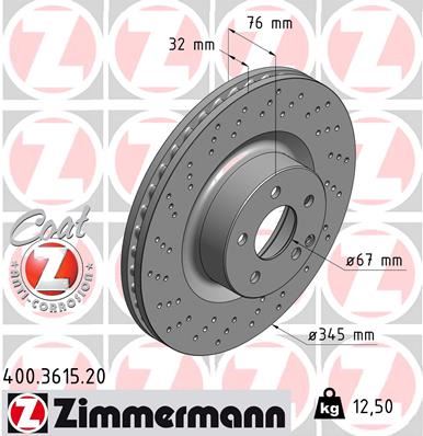 ZIMMERMANN 400.3615.20 Fren Sistemleri Fren Diski - MERCEDES-BENZ S-SERISI (W220, V220) uyumlu