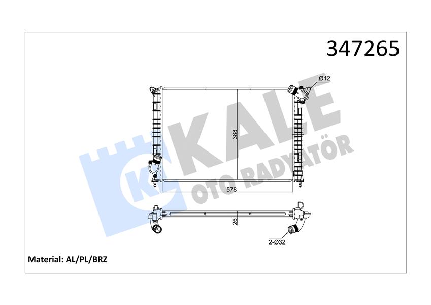 KALE OTO RADYATÖR 347265 Soğutma Sistemi Su Soğutucu & Parçaları - MINI MINI (R50, R53) uyumlu