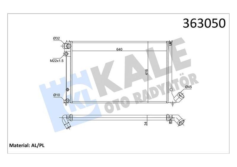 KALE OTO RADYATÖR 363050 Soğutma Sistemi Su Soğutucu & Parçaları - PEUGEOT 406 (8B) uyumlu