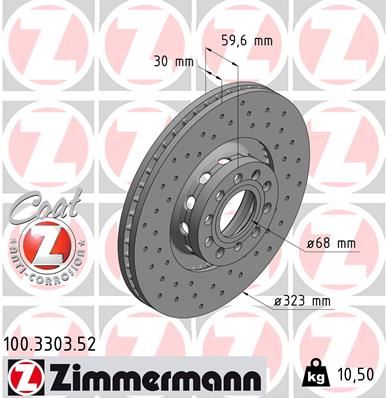 ZIMMERMANN 100.3303.52 Fren Sistemleri Fren Diski - AUDI A6 C4 (4A2) uyumlu
