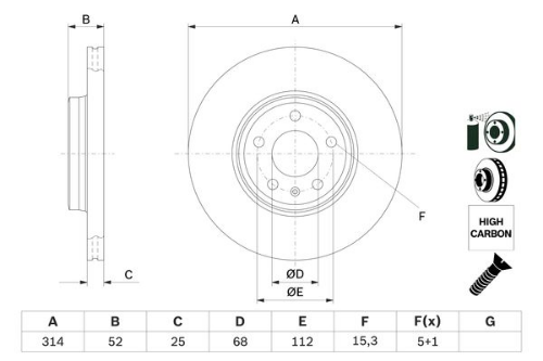 BOSCH 0 986 479 467 Fren Sistemleri Fren Diski - AUDI A5 (8T3) uyumlu