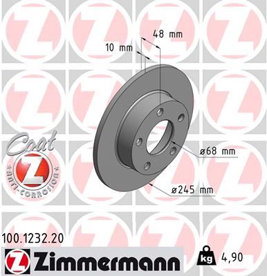 ZIMMERMANN 100.1232.20 Fren Sistemleri Fren Diski - AUDI A4 B5 (8D2) uyumlu