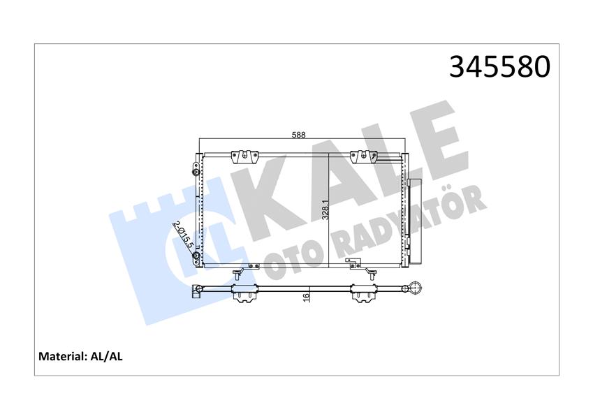KALE OTO RADYATÖR 345580 İklimlendirme Sistemi Klima Radyatörü - TOYOTA AVENSIS (_T22_) uyumlu