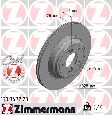 ZIMMERMANN 150.3472.20 Fren Sistemleri Fren Diski - BMW 5 (E39) uyumlu