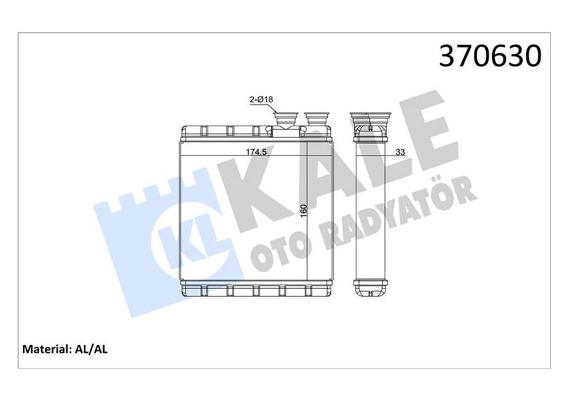 KALE OTO RADYATÖR 370630 İklimlendirme Sistemi İç Mekan Isı Değiştirici - SEAT IBIZA V (KJ1, KJG) uyumlu