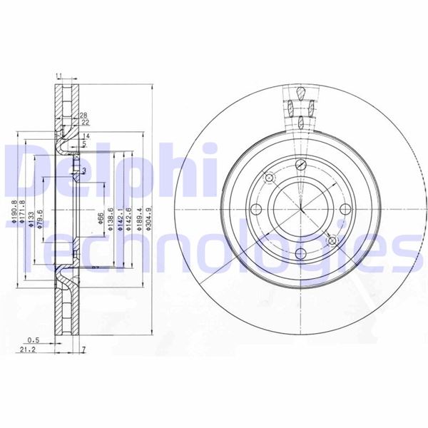 DELPHI BG3529 Fren Sistemleri Fren Diski - PEUGEOT 406 Coupe (8C) uyumlu