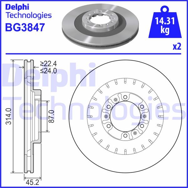 DELPHI BG3847 Fren Sistemleri Fren Diski - MITSUBISHI PAJERO II Canvas Top (V2_C, V4_C) uyumlu