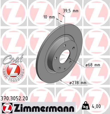 ZIMMERMANN 370.3052.20 Fren Sistemleri Fren Diski - MAZDA 6 Sedan (GJ, GL) uyumlu